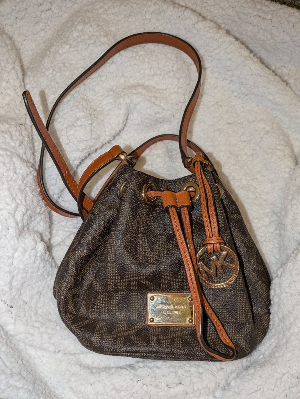 [AS IS] Authentic Michael Kors Jules Mini Crossbody Bag - Brown Signature Logo